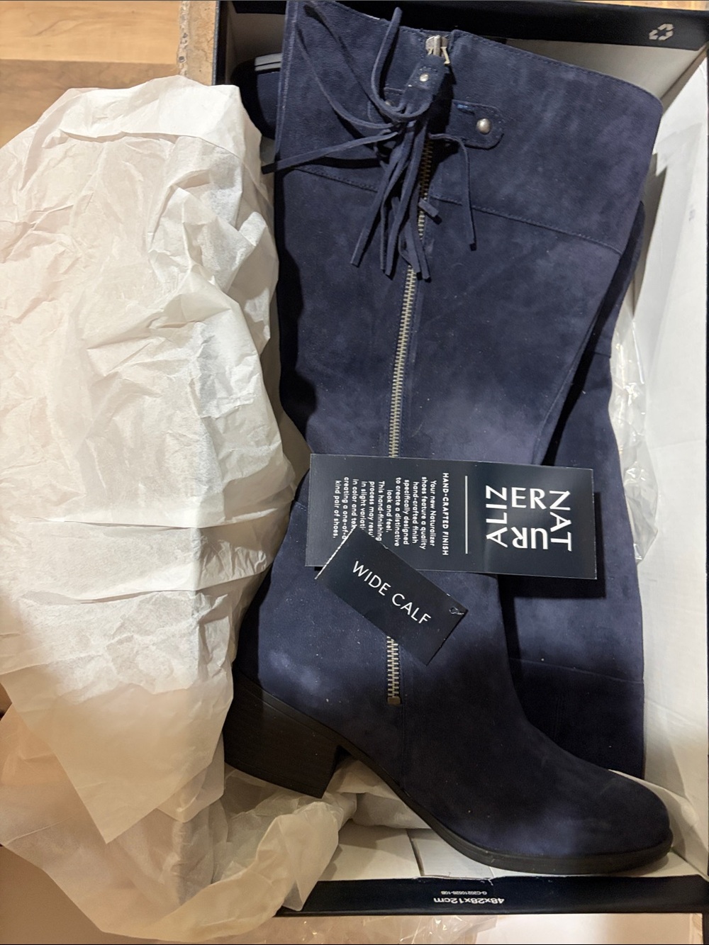 Naturalizer Navy Suede Wide-Calf Over-the-Knee Boots